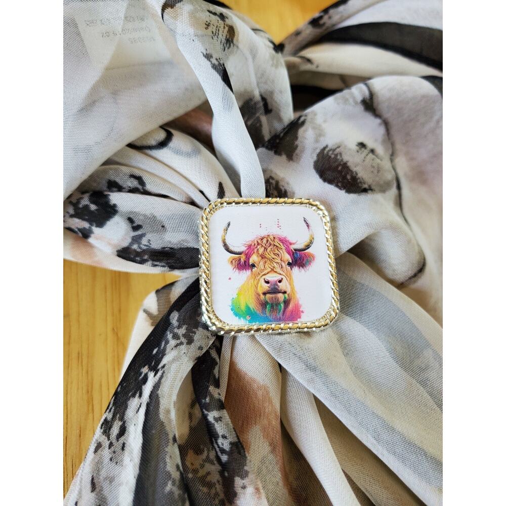 SLIDE Scarf Wild Rag Scarves Slide highland cow gift, bandana slide, western b